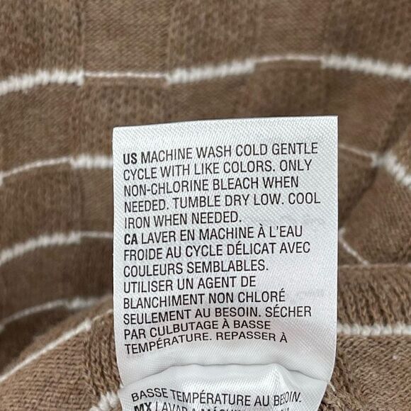 Karen Scott Boxstitch Curved Hem Sweater Women PP Chestnut Heather Tan White NWT - Picture 7 of 7